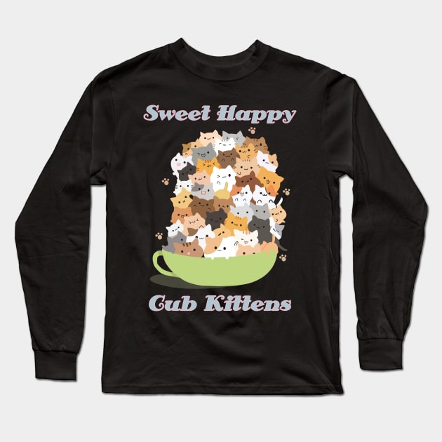 Sweet Happy Cub Kittens Long Sleeve T-Shirt by Ketchup